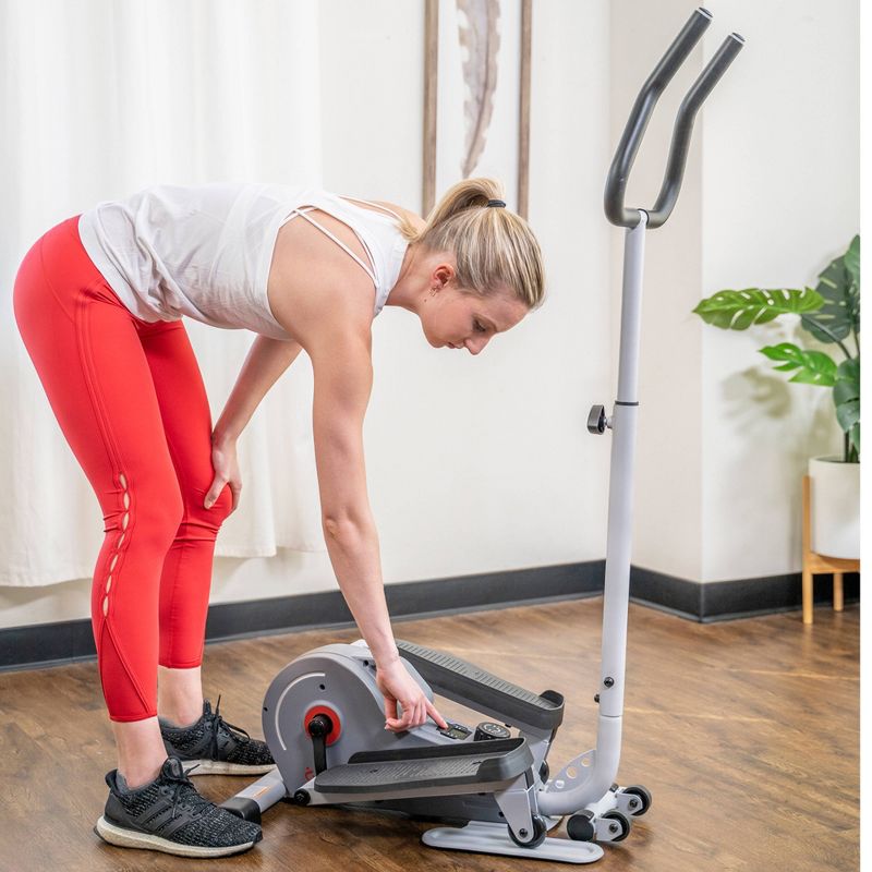 Sunny Health & Fitness Magnetic Standing Elliptical Machine with Handlebars