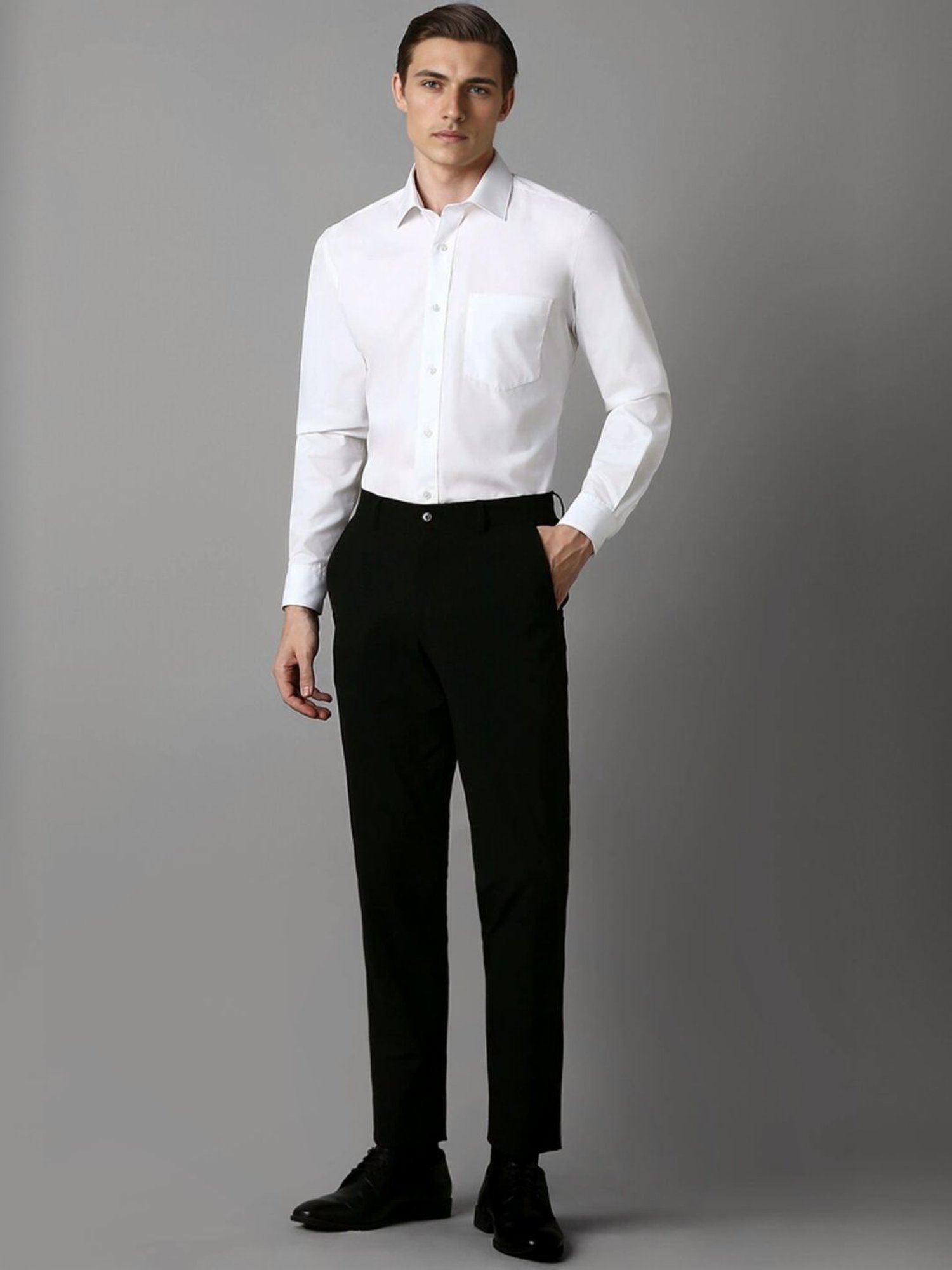 Louis Philippe Black Slim Fit Trousers