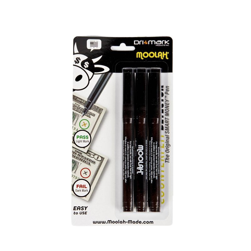3pk Counterfeit Money Detector Pen - Moolah
