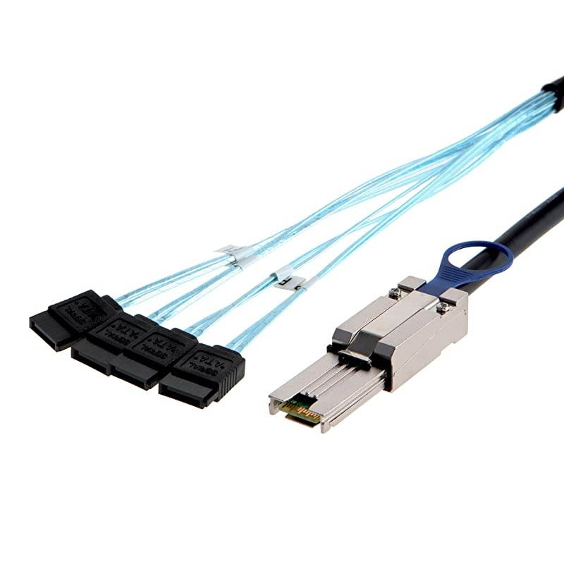 Mini SAS 26Pin SFF8088 Male to 4 SATA 7Pin Female Cable Mini SAS HostController to 4 SATA TargetBackplane 2M 66FT