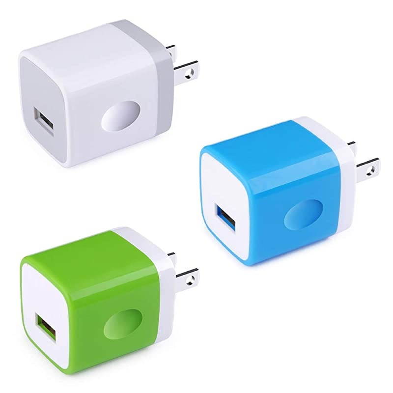 Single Port USB Charger Block  5V1A Wall Plug Cube 3 Pack Charger Box Travel Power Adapter Compatible iPhone 11 Pro Max XS 8 7 6 Samsung S20+ S10e S9 S8 Note 20 LG G8 ThinQ G7 G6 V35 Moto