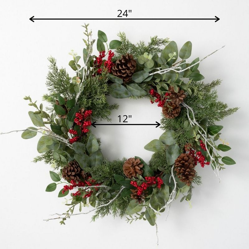Sullivans Pine & Berry Artificial Wreath 24"H Green