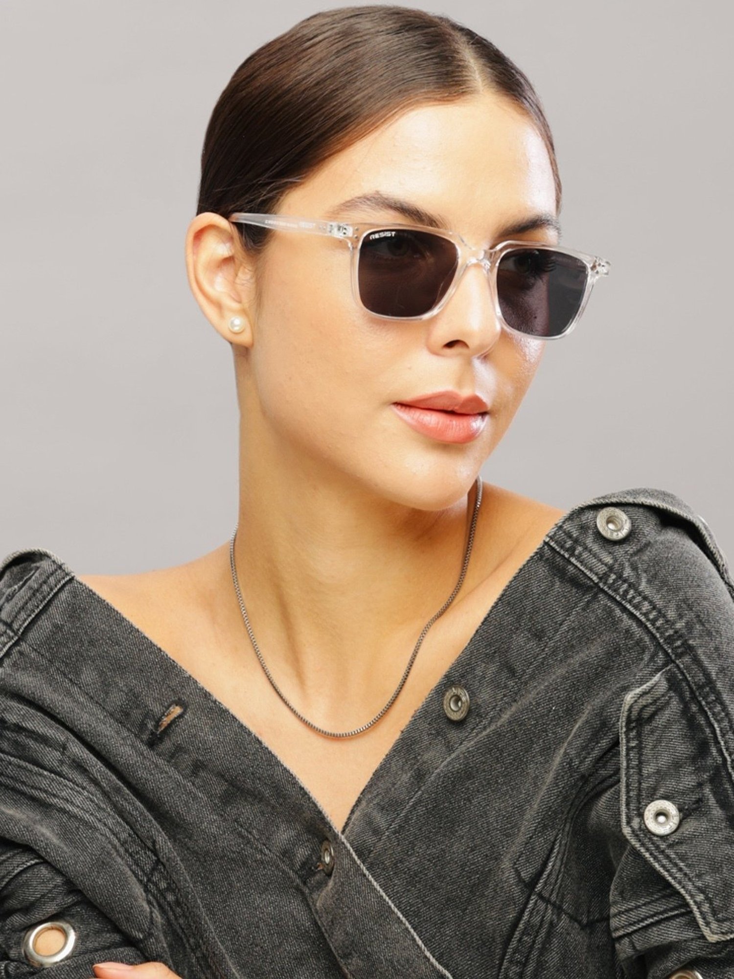 Resist Eyewear Black Wayfarer uv protected Unisex Sunglasses