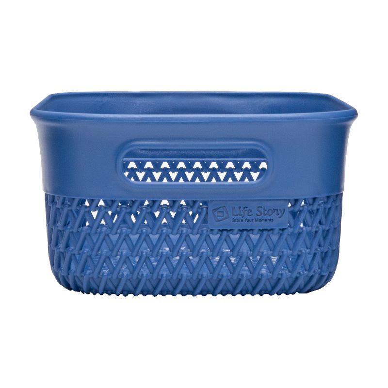 Life Story Lightweight Heavy Duty Storage Woven Basket 4 Quarts, Blue (14 Pack)