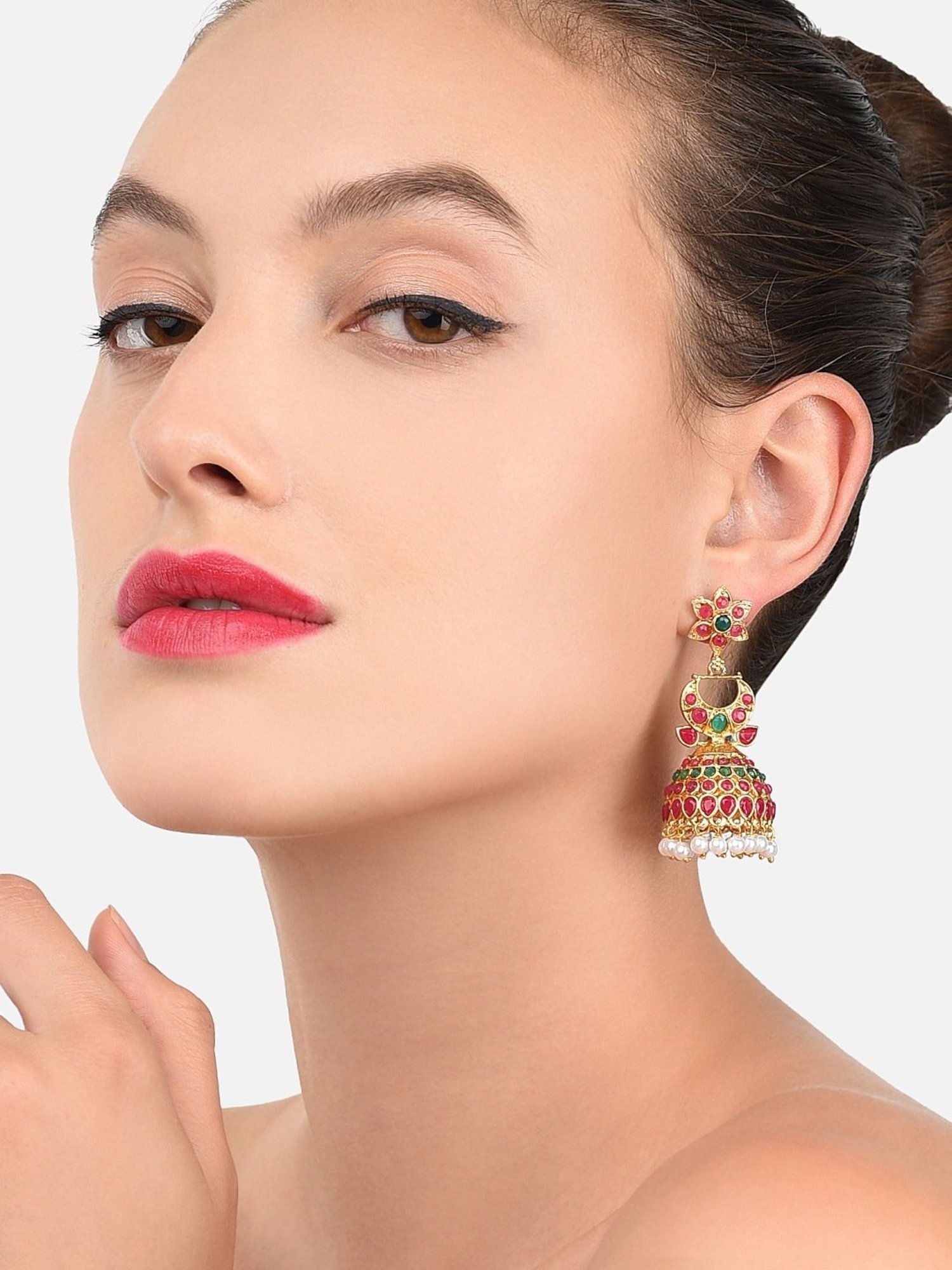 Zaveri Pearls Splendid Gold Look Finely Detailed Jhumki Earrings-ZPFK9491