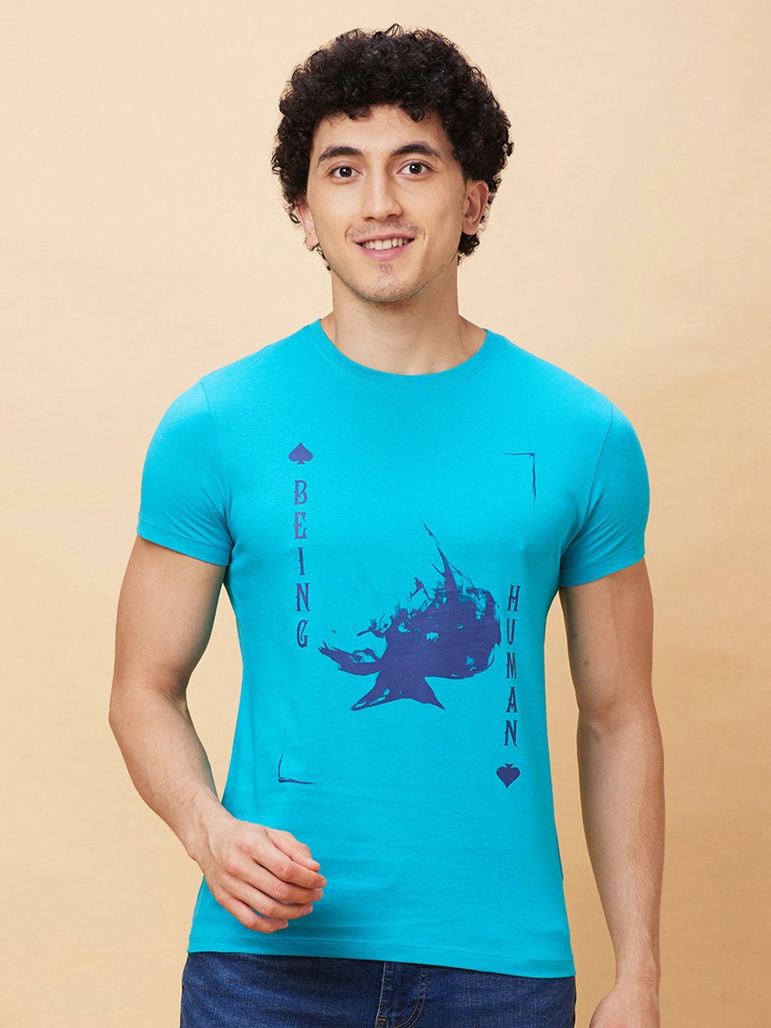 Being Human Green Regular Fit Printed Crew T-Shirt