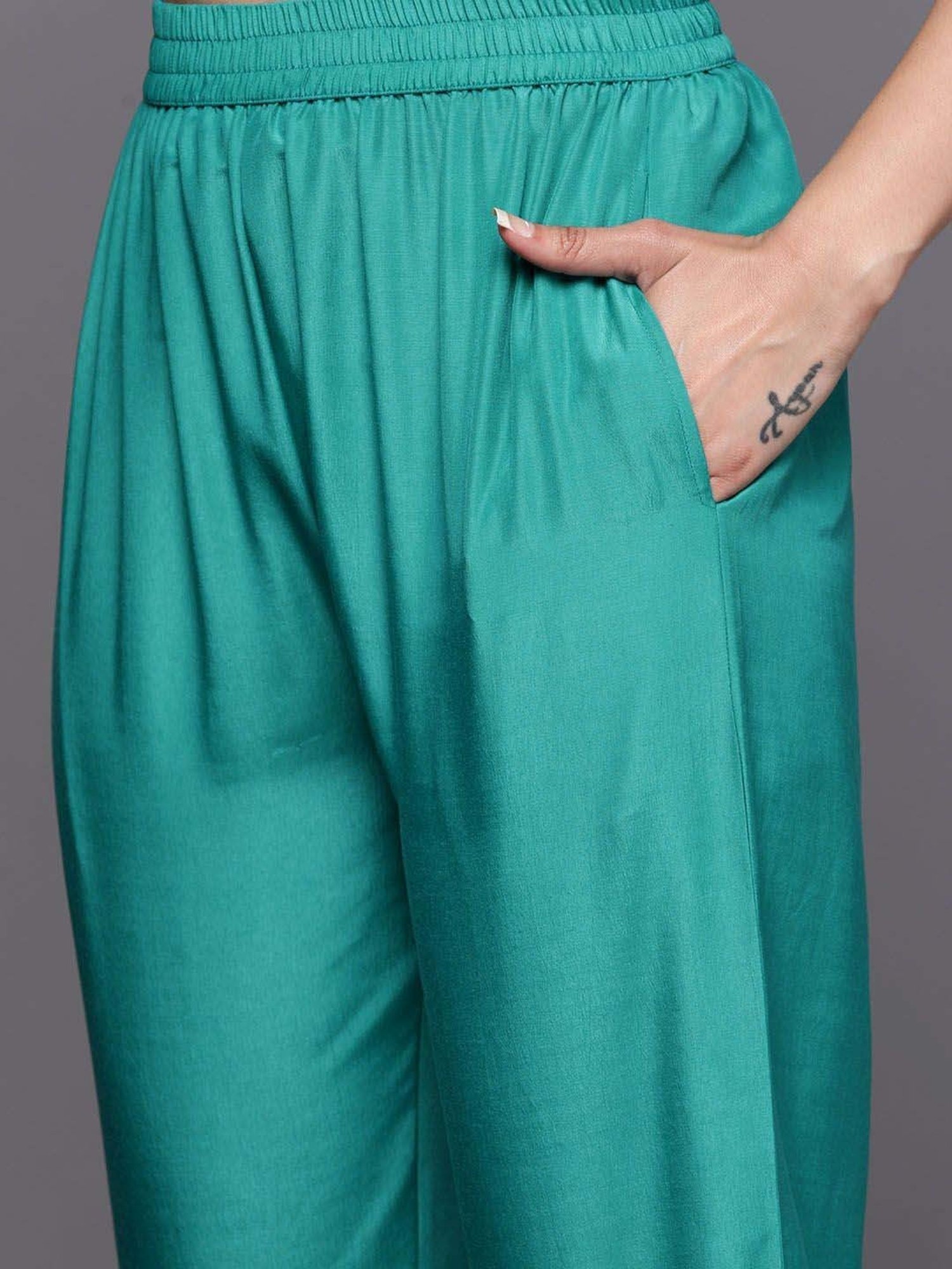 Libas Blue Woven Pattern Kurta Pant Set With Dupatta