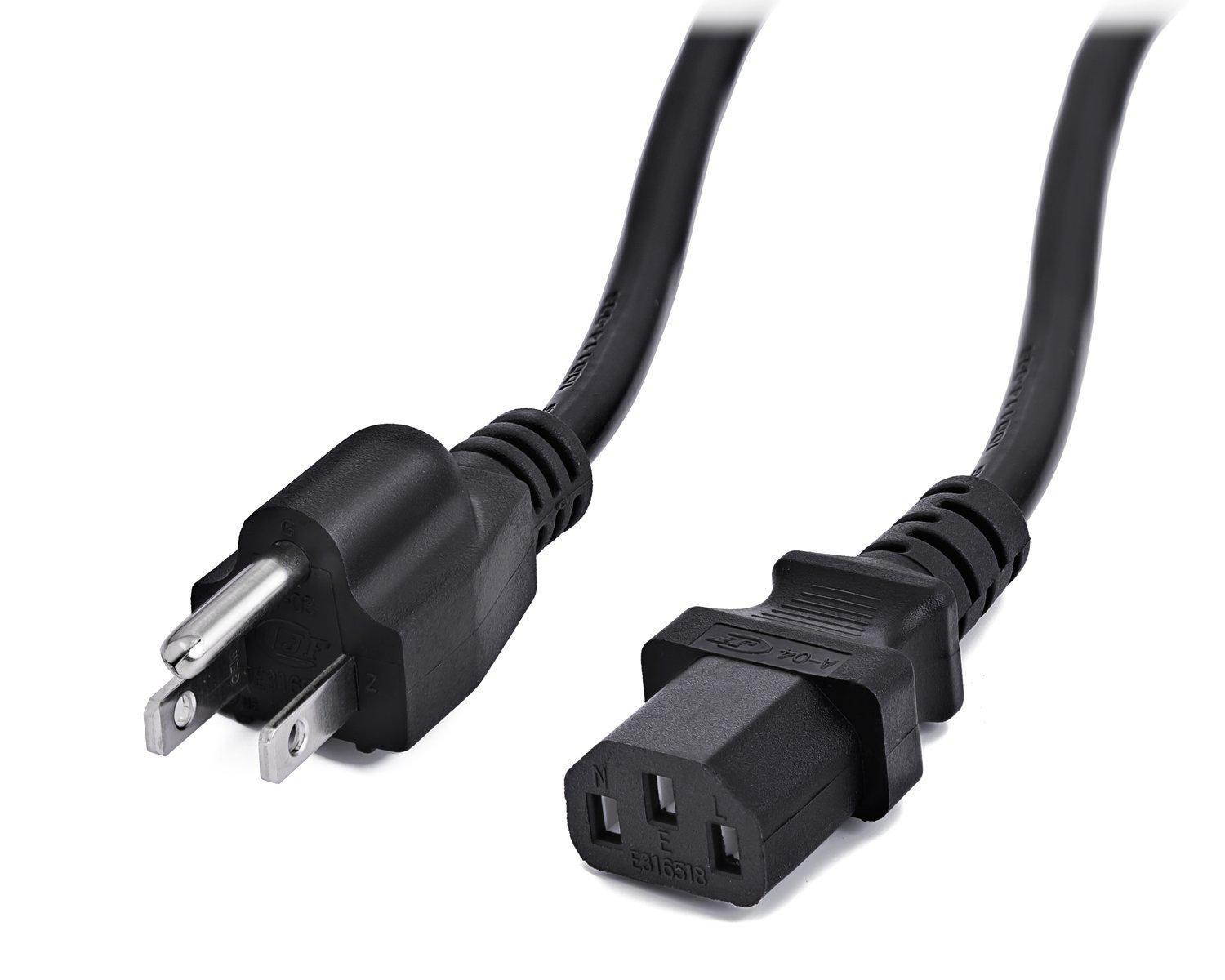 Aurum Cables UL Approved 6 Feet Universal Computer Monitor Power Cord , C13 Power Cable for Monitor, PC, Desktop, Printer, Scanner, 18 AWG NEMA 5-15P to IEC13 - 5 Pack