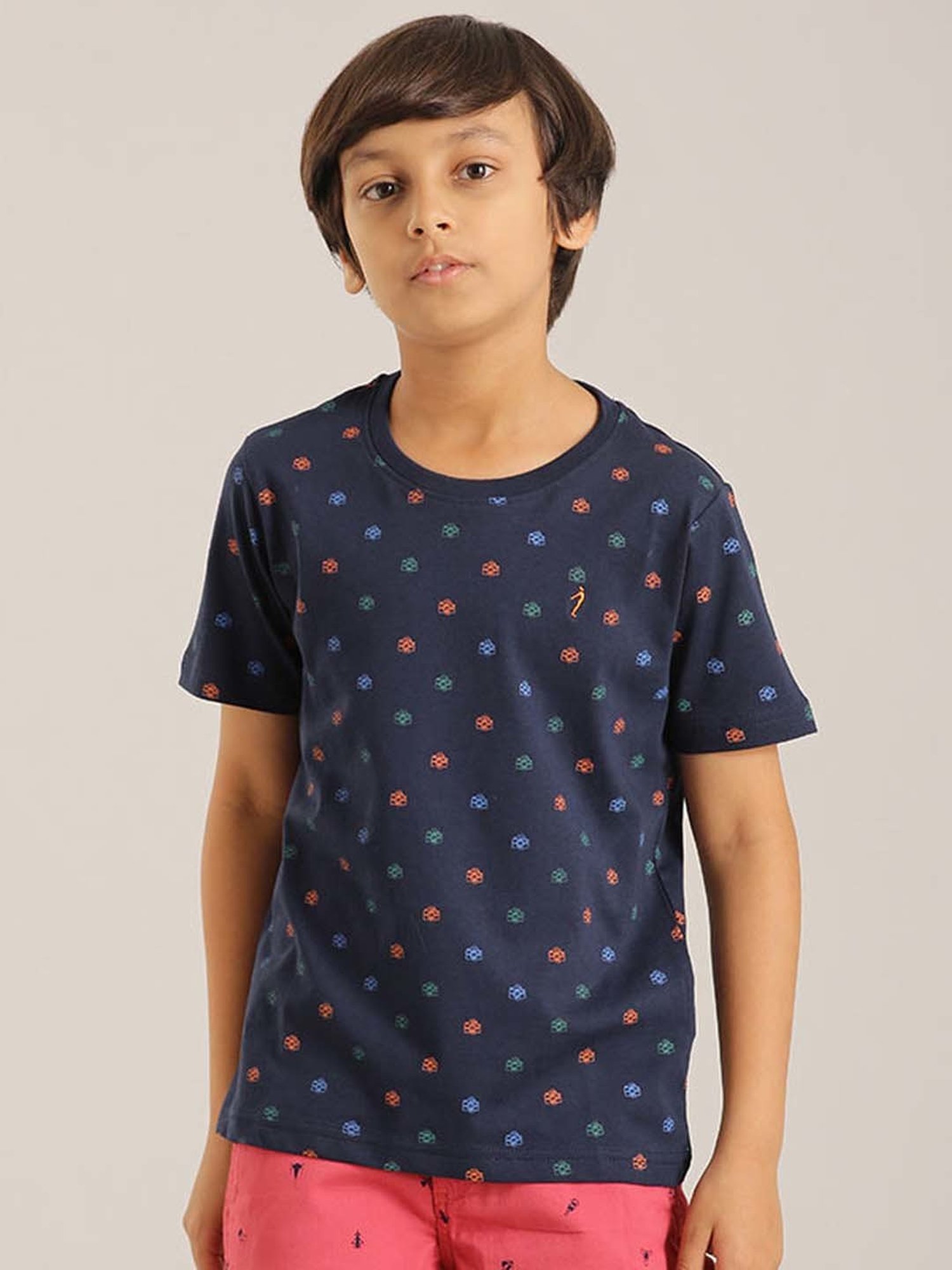Indian Terrain Kids Blue Cotton Printed T-Shirt