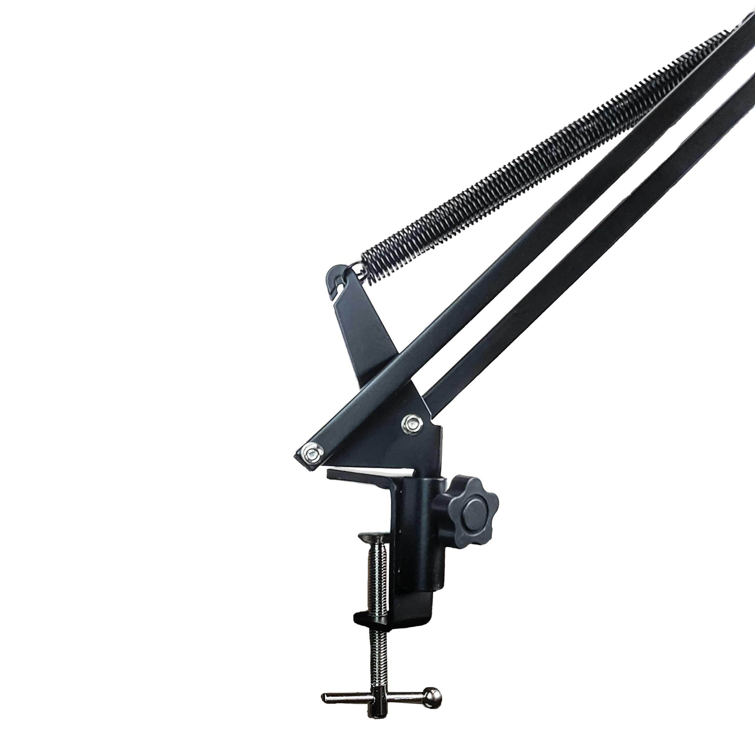 Nady DBMS-19 Desktop Boom Microphone Stand - Use it for podcasts or radio transmissions, sturdy metal frame, includes mounting brackets and microphone clip