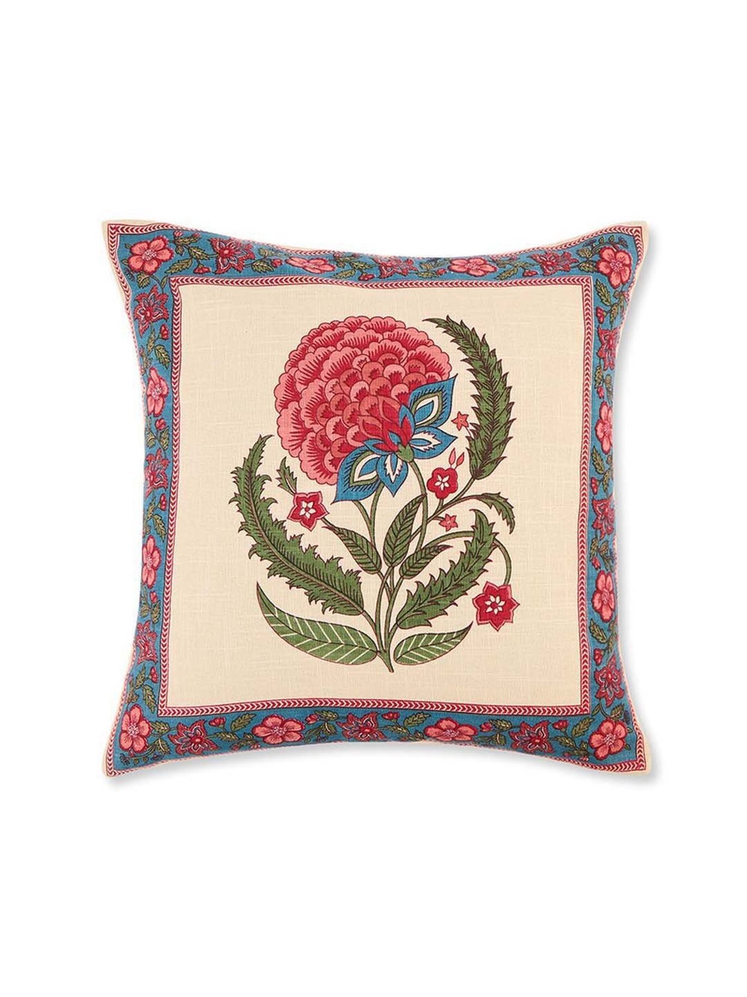 Fabindia Home Red Cotton Printed Gulzar Cushion Cover