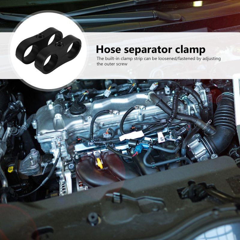 2pcs Aluminum Hose Line Separator Braided Pipe Tube Clamp for Fuel Line Oil Line