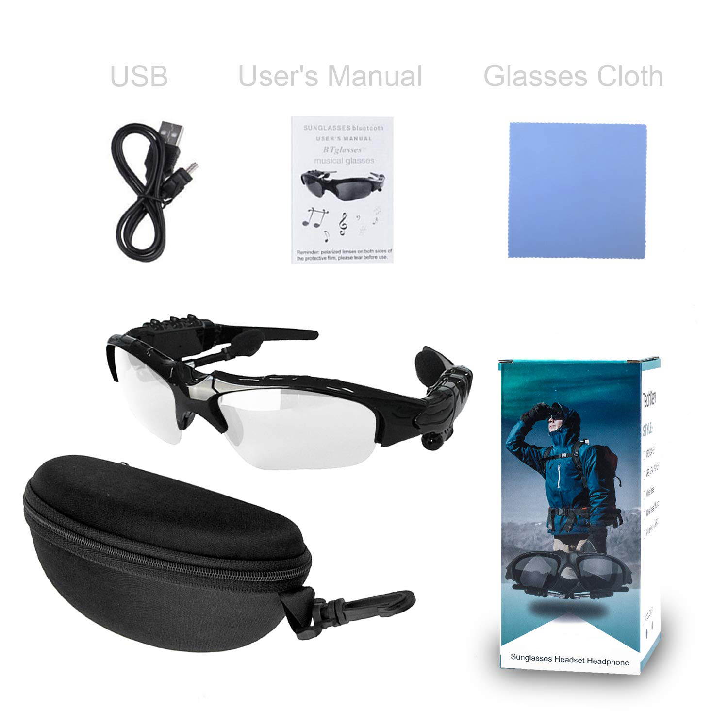 Werleo Sunglasses Headset Headphone Bluetooth Wireless Music Sunglasses Headsets Compatible iPhone Samsung LG and Smart Phones PC Tablets