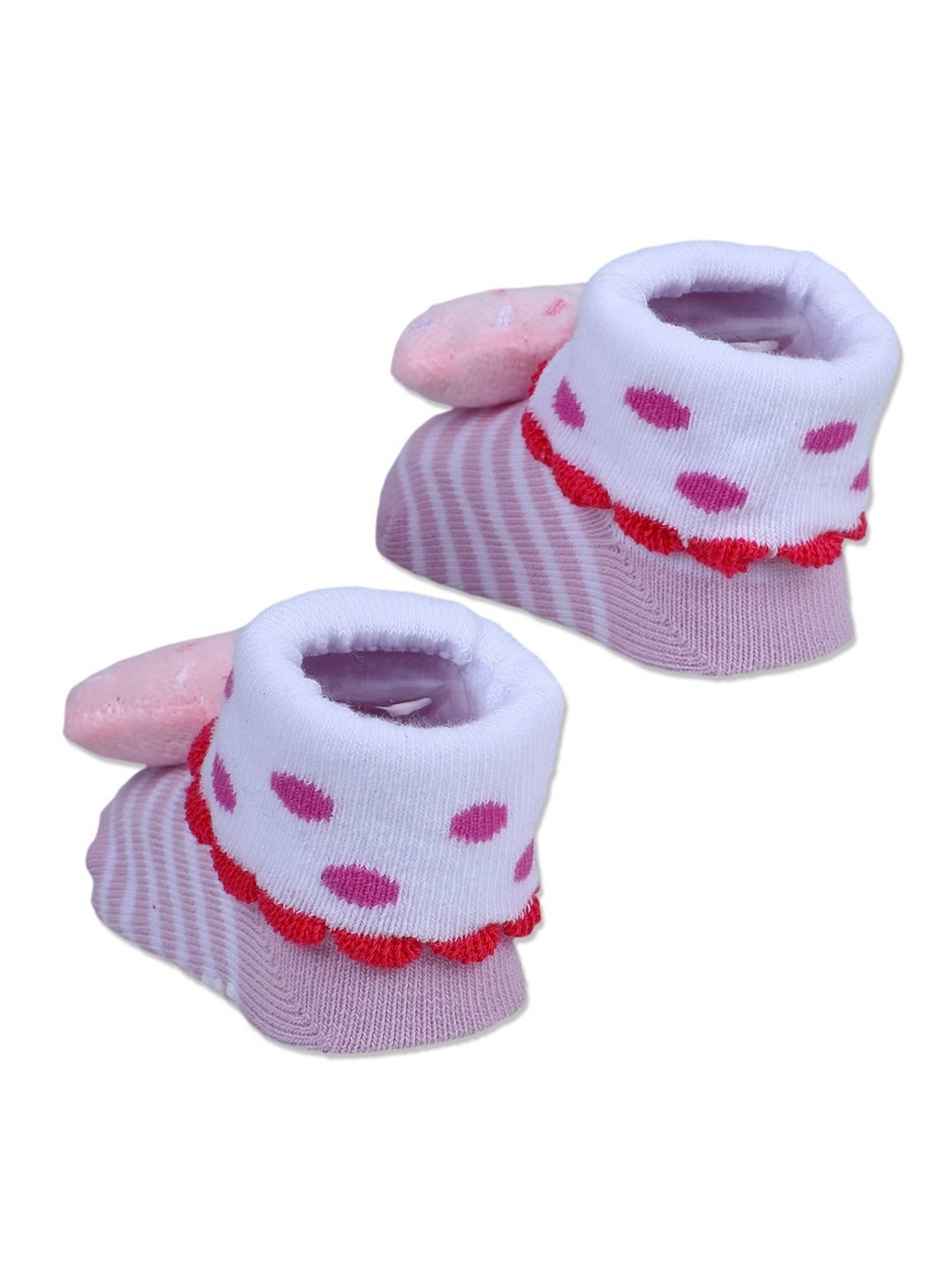 Baby Moo Kids Baby Pink & White Cotton Applique Socks