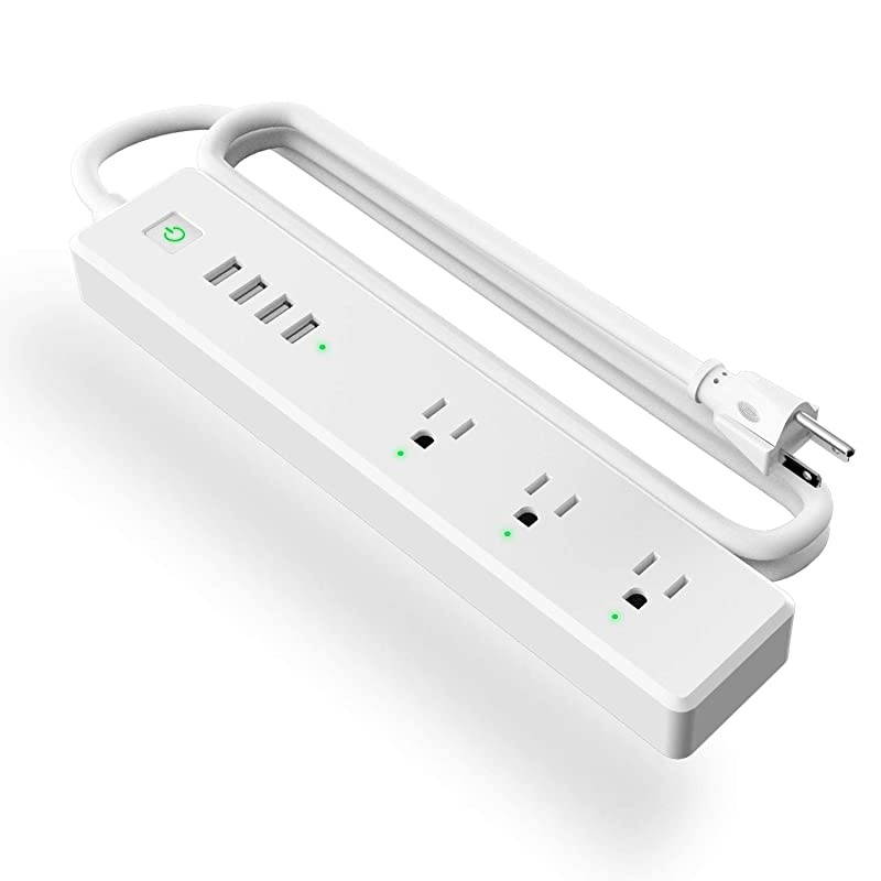 Smart Power Strip Compatible with Apple HomeKit Siri Alexa Google Home and SmartThings WiFi Surge Protector with 3 AC Outlets 4 USB Ports and 6ft Extension Cord Voice and Remote Control