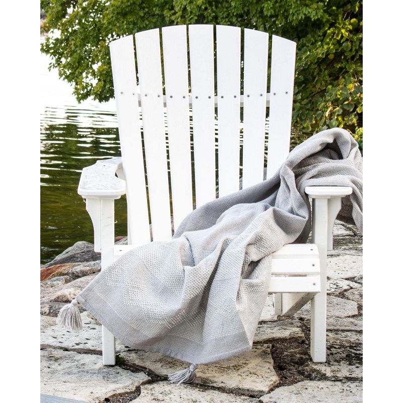 Diamond Pattern Hand Woven 50 x 60 inch Outdoor Safe Throw Blanket with Hand Tied Tassels - Foreside Home & Garden