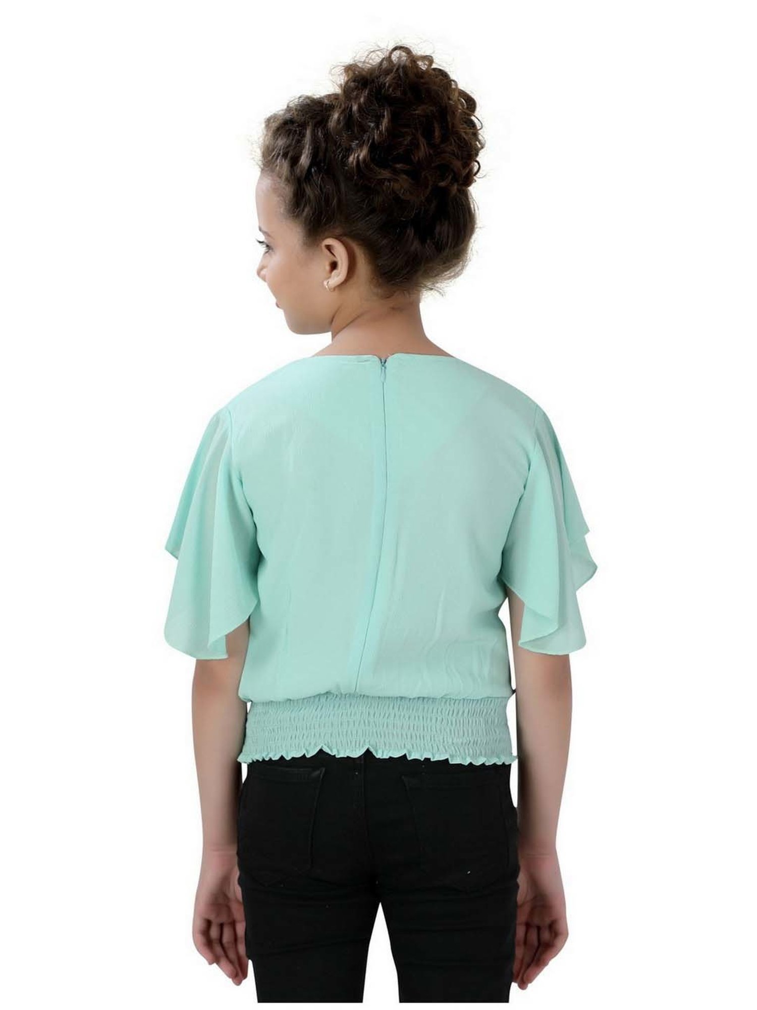 poplins Kids Aqua Blue Cotton Regular Fit Top