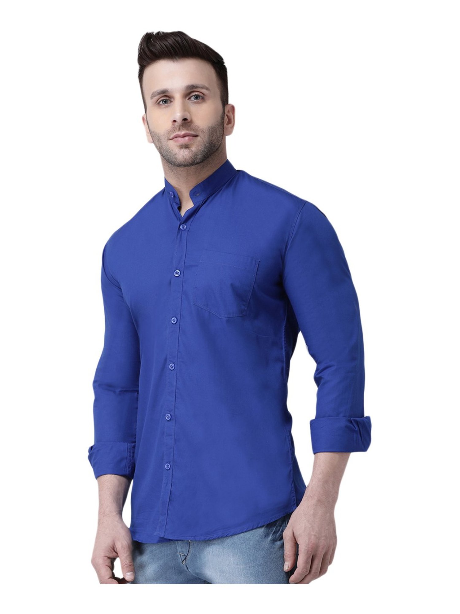 Hang Up Blue Cotton Slim Fit Shirt