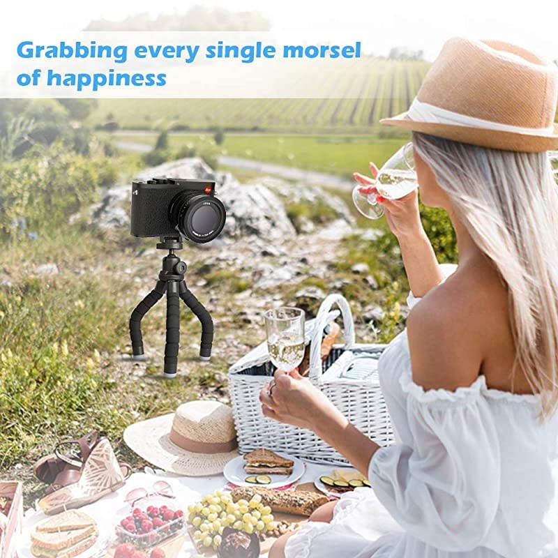 Phone Tripod, Portable and Flexible Tripod with Wireless Remote and Universal Clip, Cell Phone Tripod Stand for Video Recording (Black)