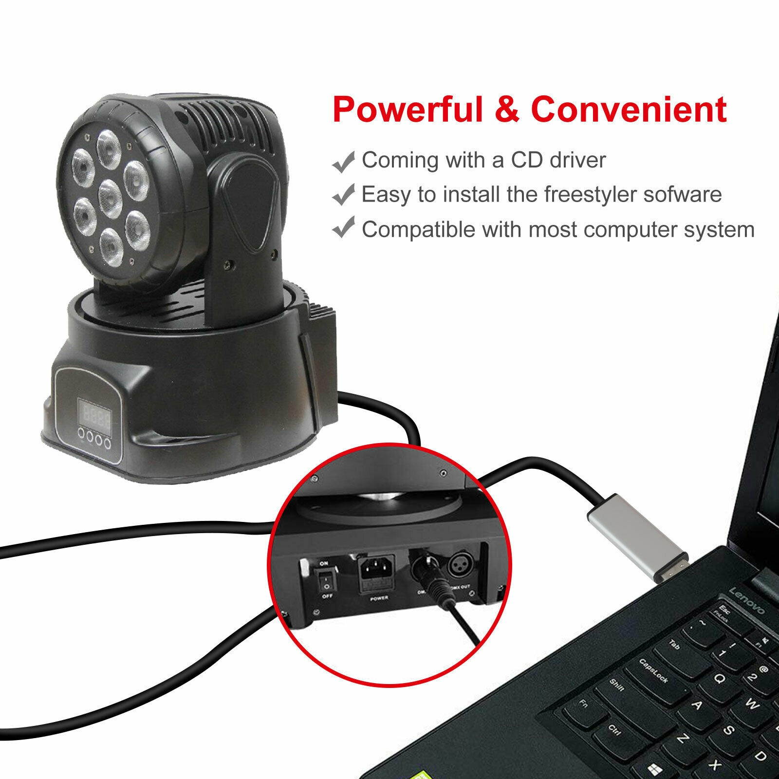 6ft USB to DMX512 Interface Adapter Stage Light Controller Cable For Computer PC