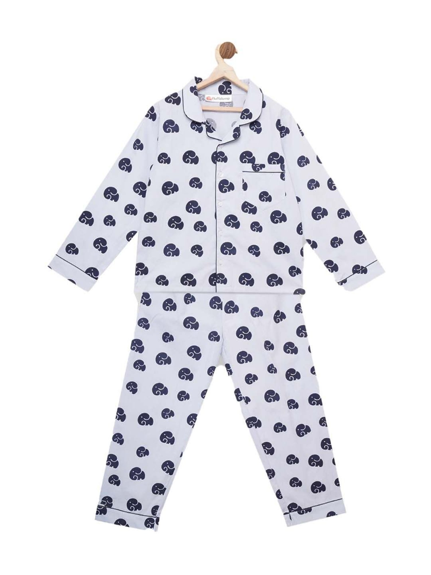 Fluffalump Boys Multicolor Cotton Printed Nightwear Top & Pants Set