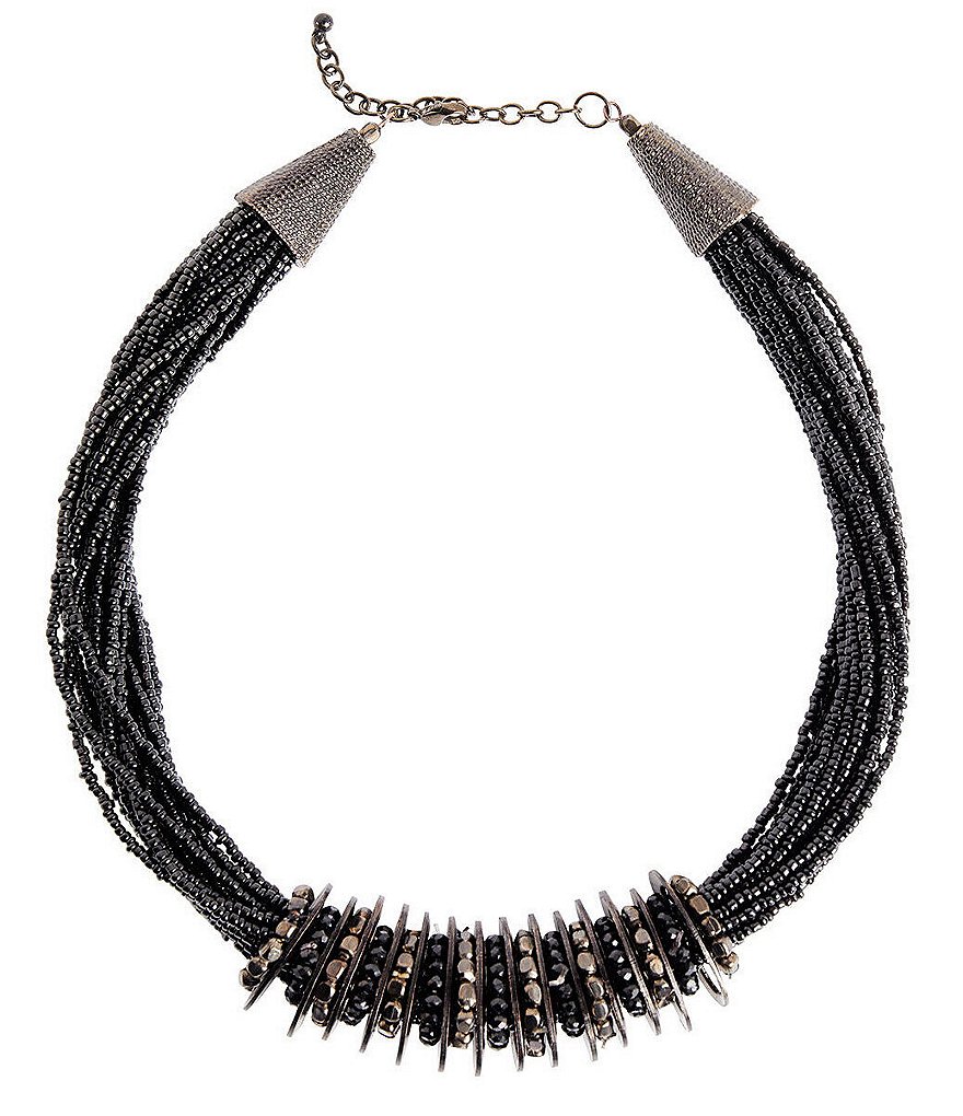 Ming Wang Black Beaded Multi Strand Statement Necklace