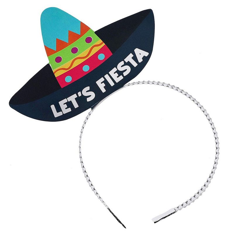 24-Pack Lets Fiesta Sombrero Headbands - Party Accessories for Mexican Theme Parties, Cinco De Mayo, 4 Designs