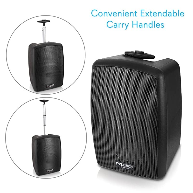 Wireless Portable PA Speaker System 360W Bluetooth Compatible Battery Powered Rechargeable Outdoor DJ Sound Speaker Microphone Set with MP3 USB SD FM Radio RCA 14quot Mic in Wheels  PPHP8MBA