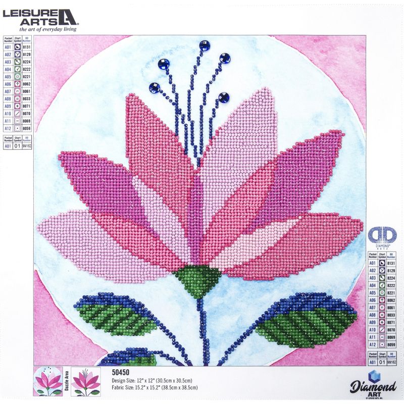 Leisure Arts Diamond Art Intermediate Kit 12"X12"-Modern Flower