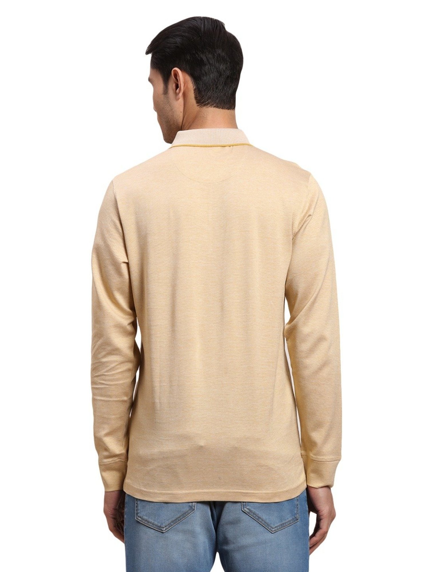 ColorPlus Yellow Cotton Regular Fit Polo T-Shirt