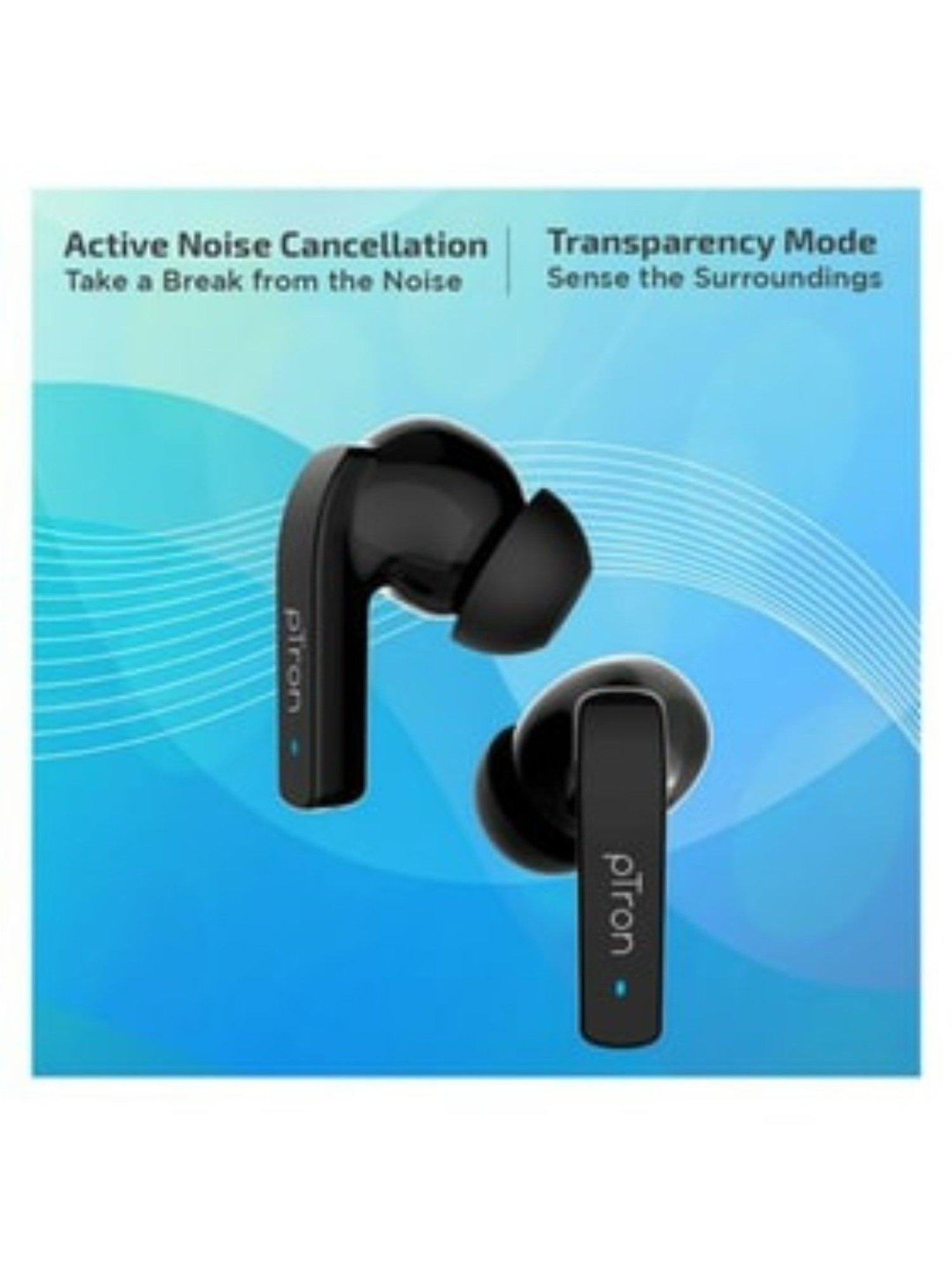 PTron Basspods 992 Active Noise Cancelling ANC Bluetooth 5.0 Wireless Earbuds (Black)