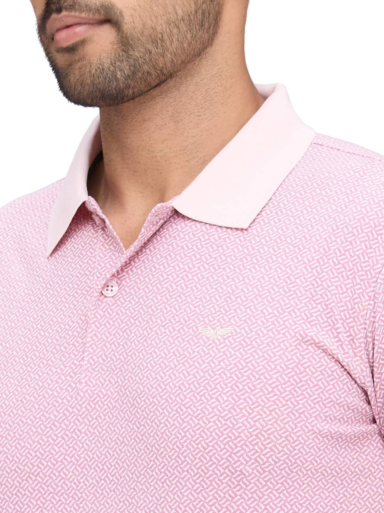 Park Avenue Pink Slim Fit Printed Polo T-Shirt
