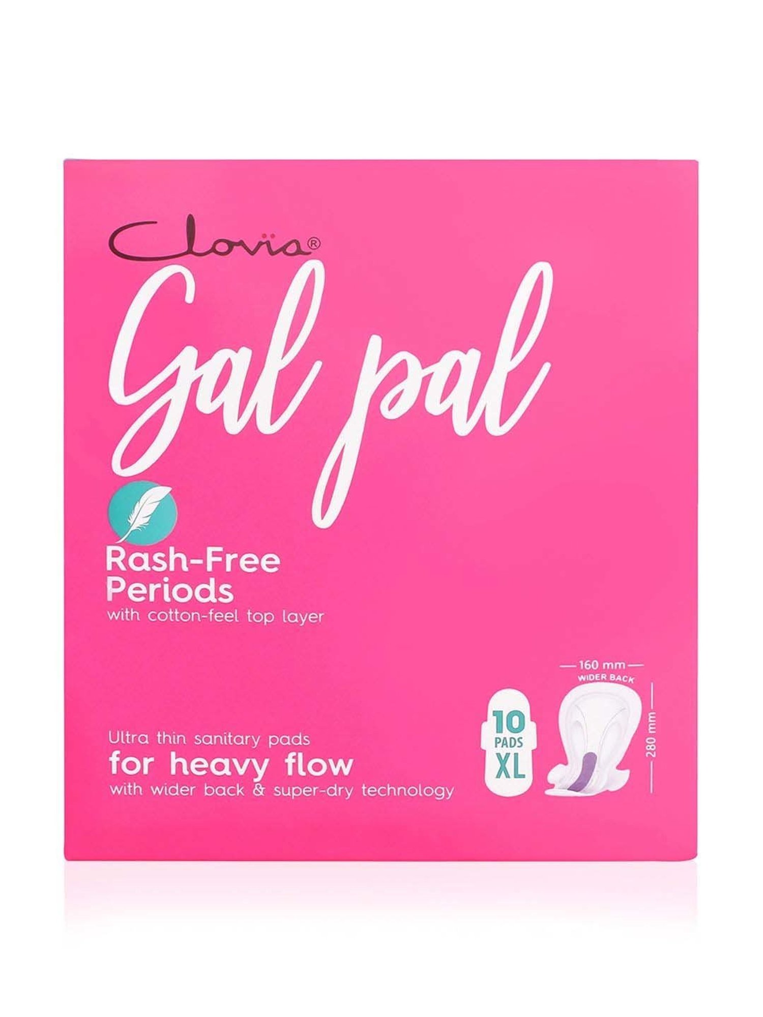Clovia Botaniqa Gal Pal Sanitary 10 Pads XL for Heavy Flow - 280 mm