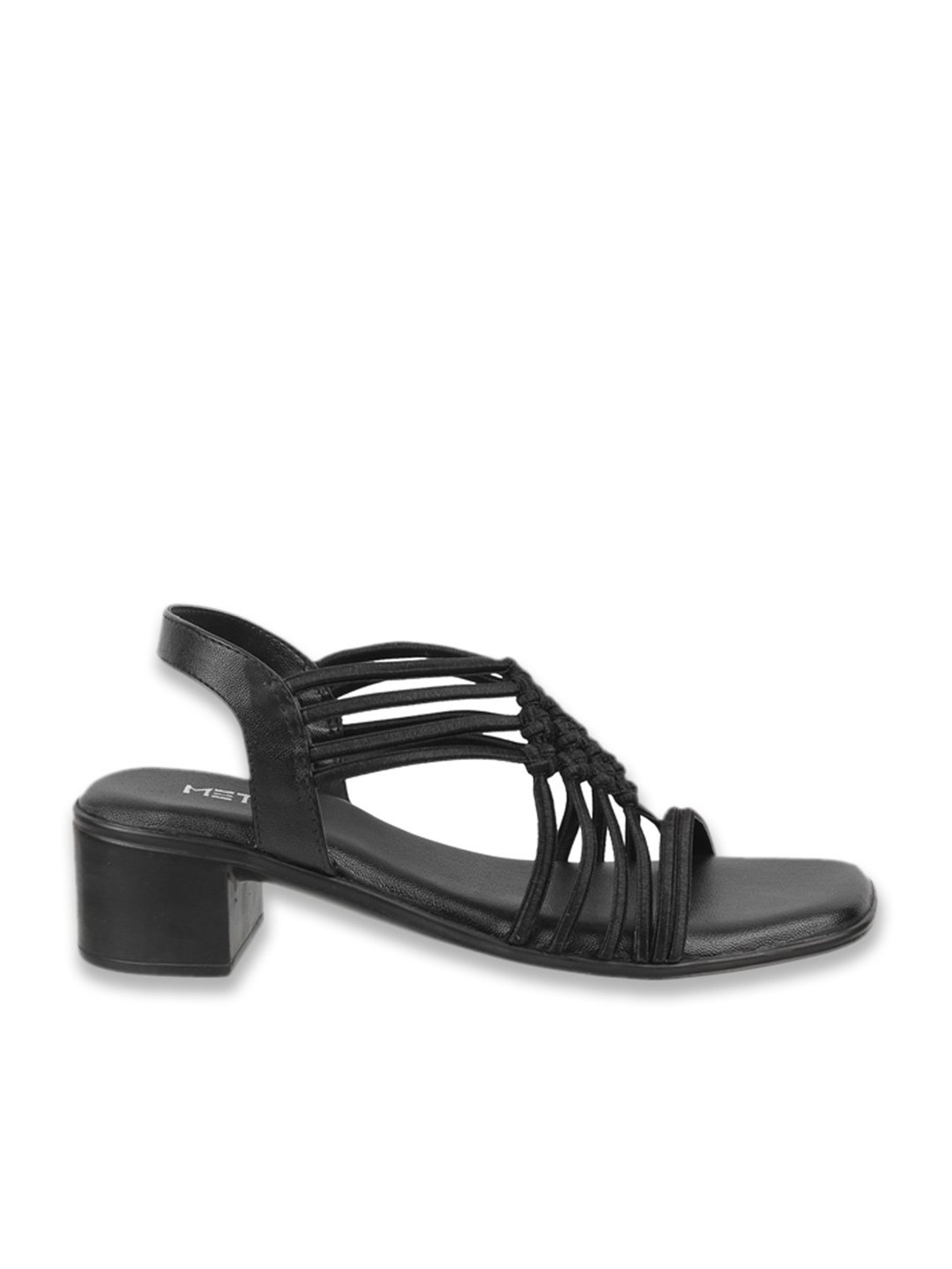 Metro Women's Black Cross Strap Sandals