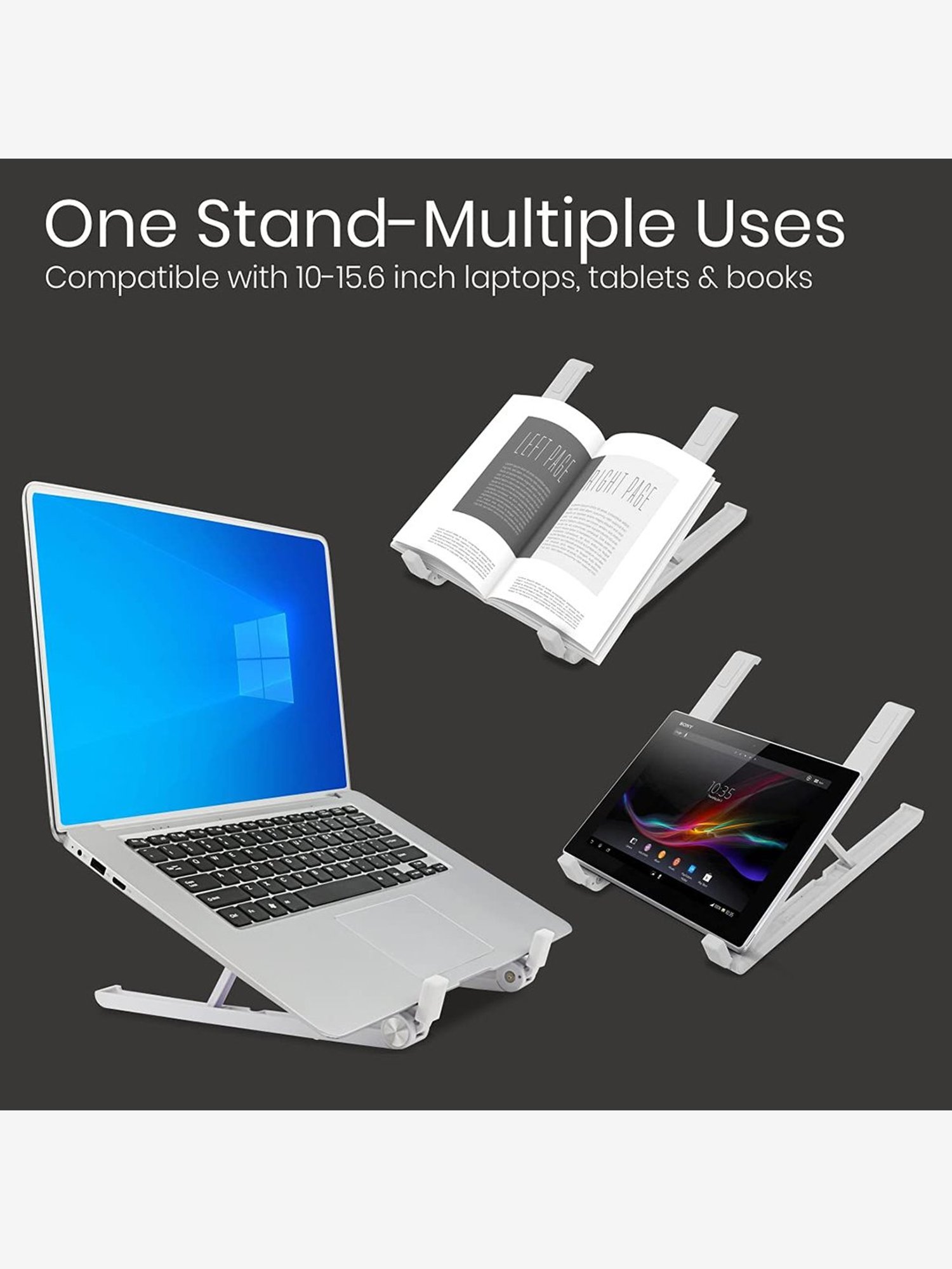 Portronics My Buddy Flip POR-1309 Portable Laptop Stand (White)