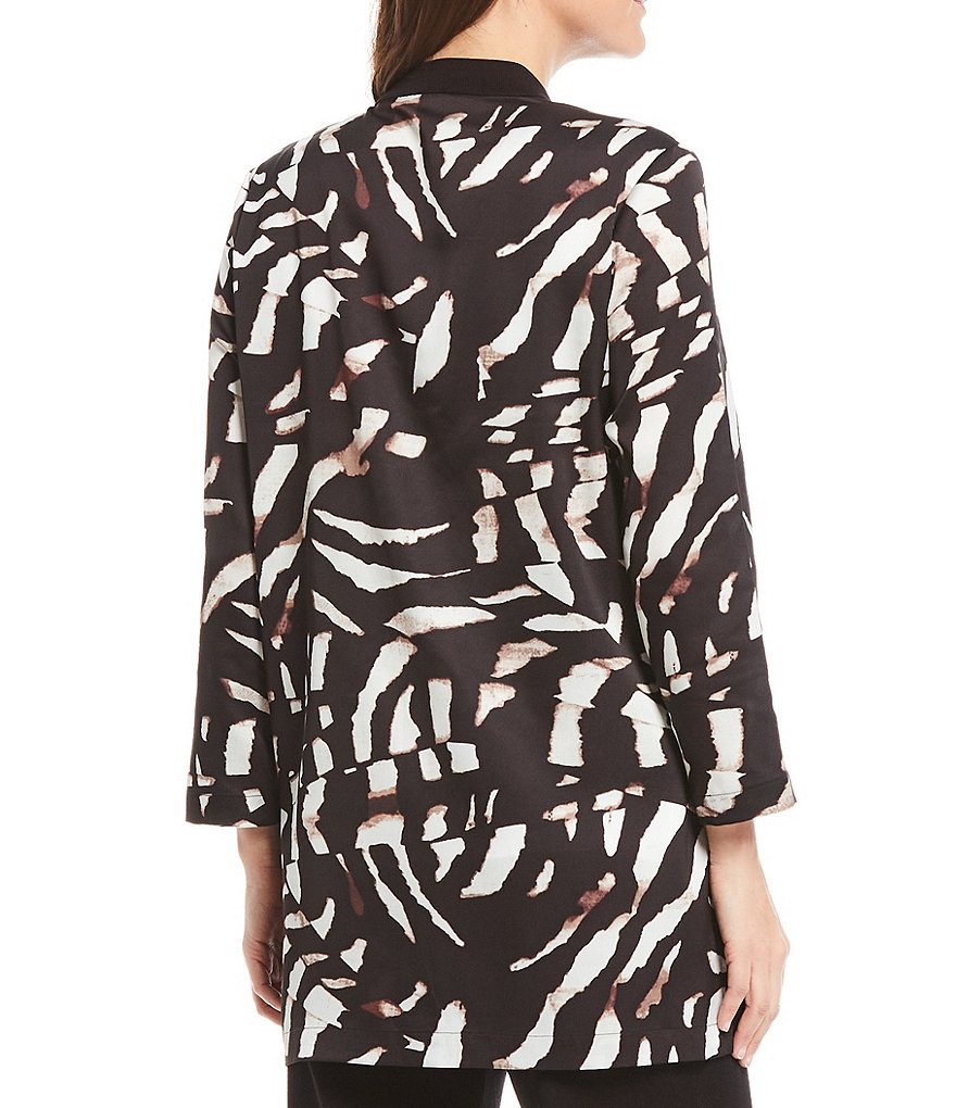 Misook Notched Collar Abstract Animal Print Jacket