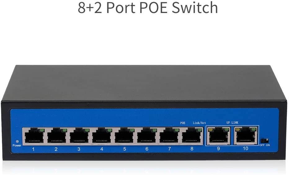 Docooler ZWD POE Ethernet Switch 8 Ethernet Port 2 Uplink Ethernet Port for IP Camera Wireless AP
