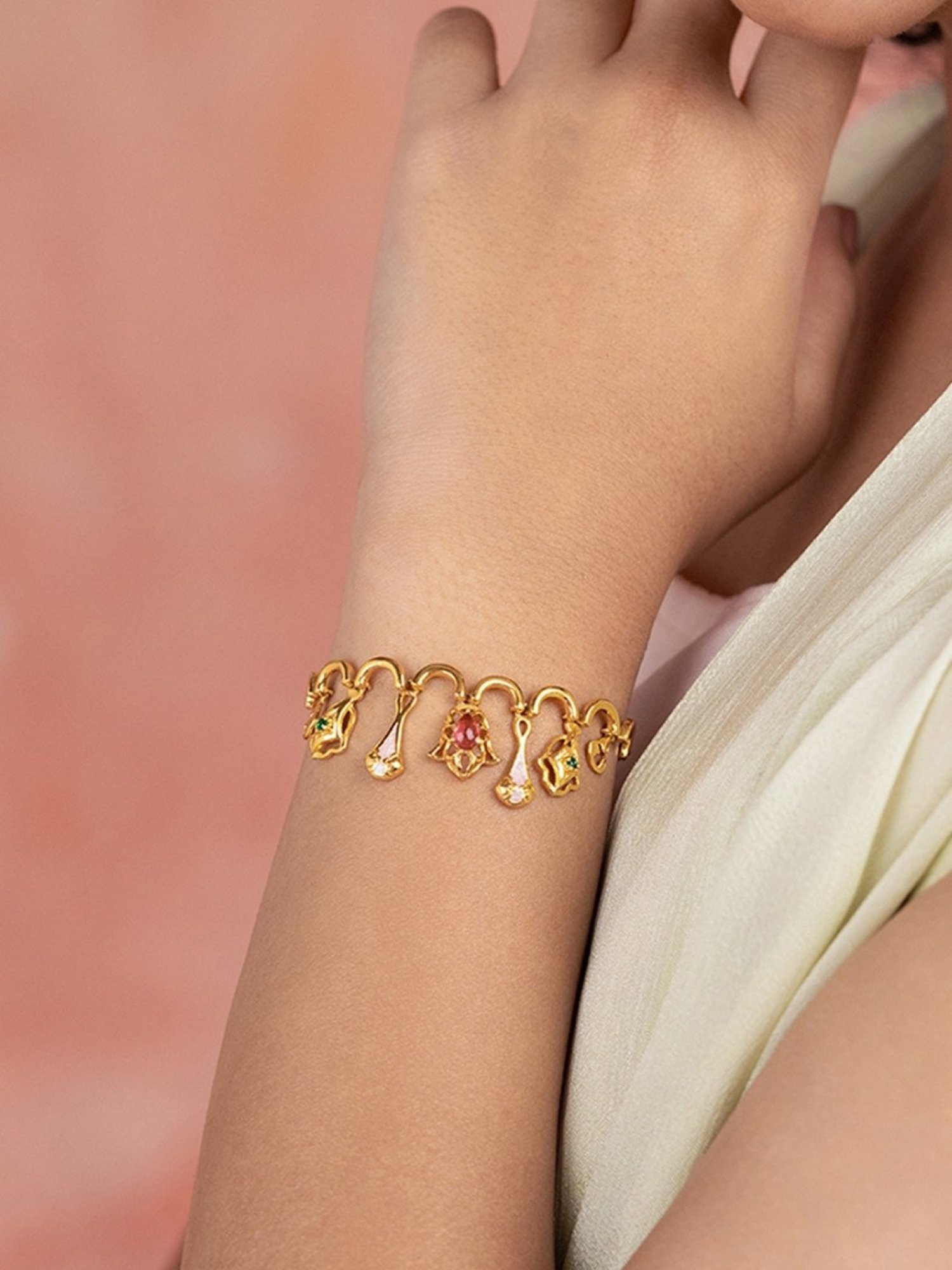 Shaya 92.5 Sterling Silver Yellow Gold Shaadi Squad Bridechilla Flexible Fit Bracelet for Women