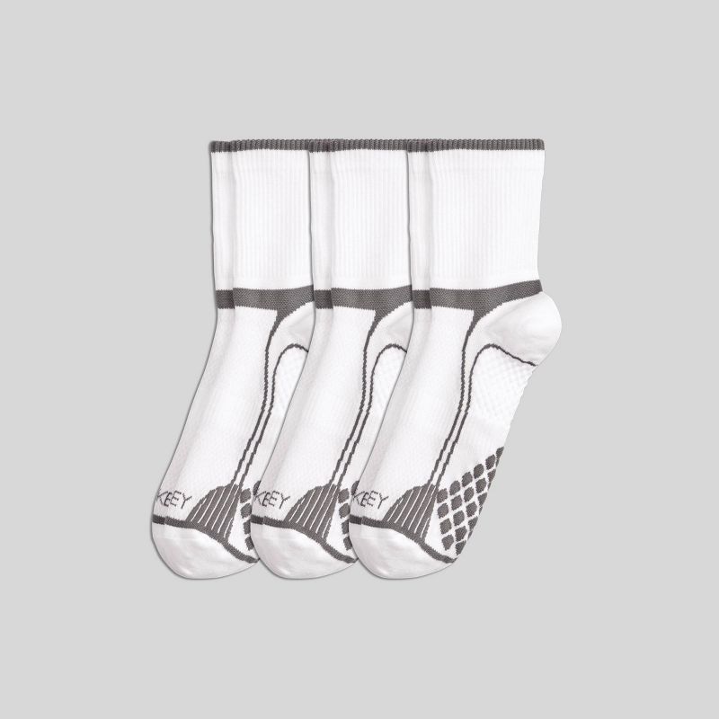 Jockey Generation™ Men's Diamond Cushion Comfort Friction Free 3pk Athletic Quarter Socks - White/Charcoal Gray 7-12