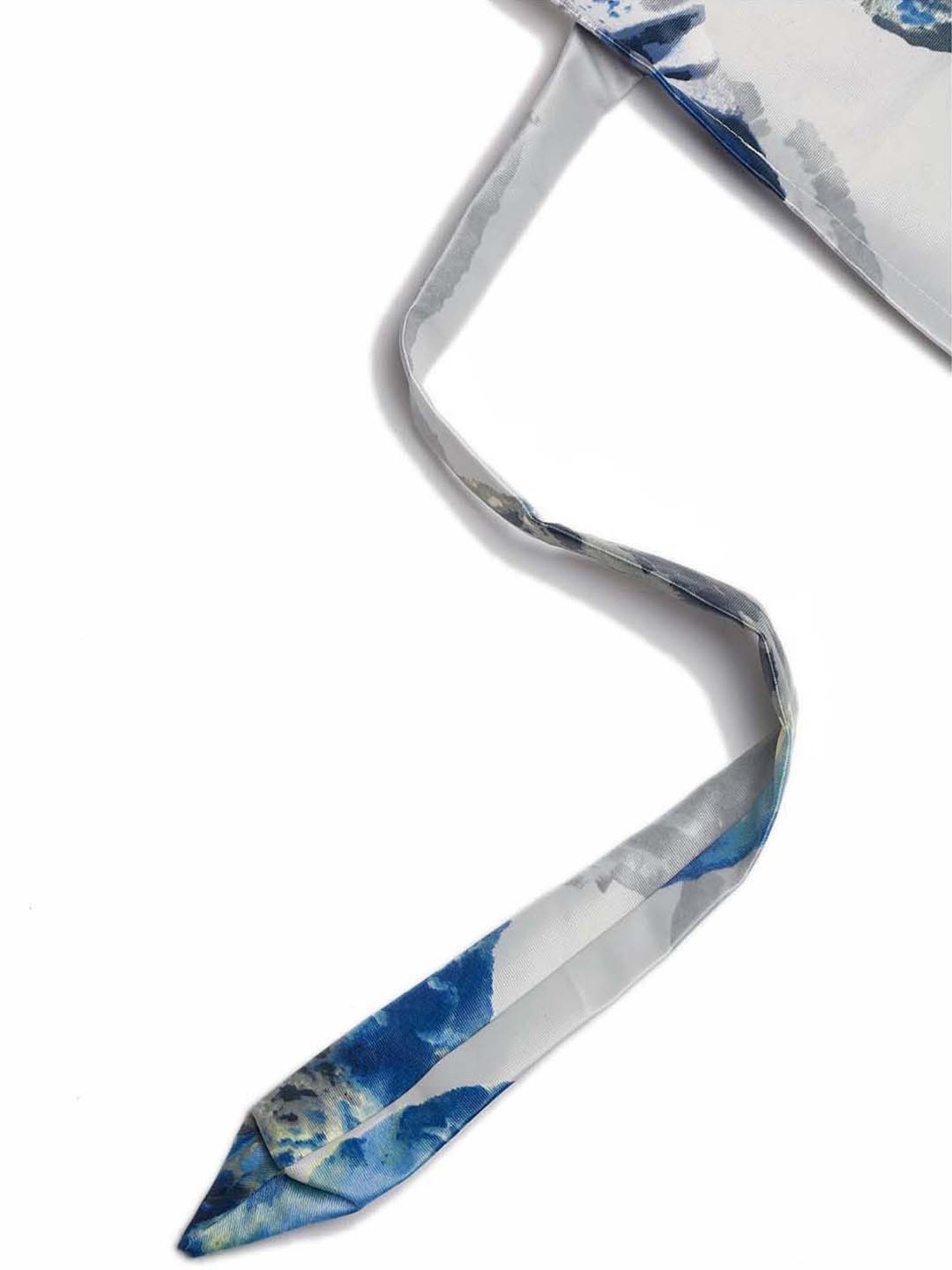 Swayam Cream & Blue Printed Faux Silk Door Curtains - Set of 2