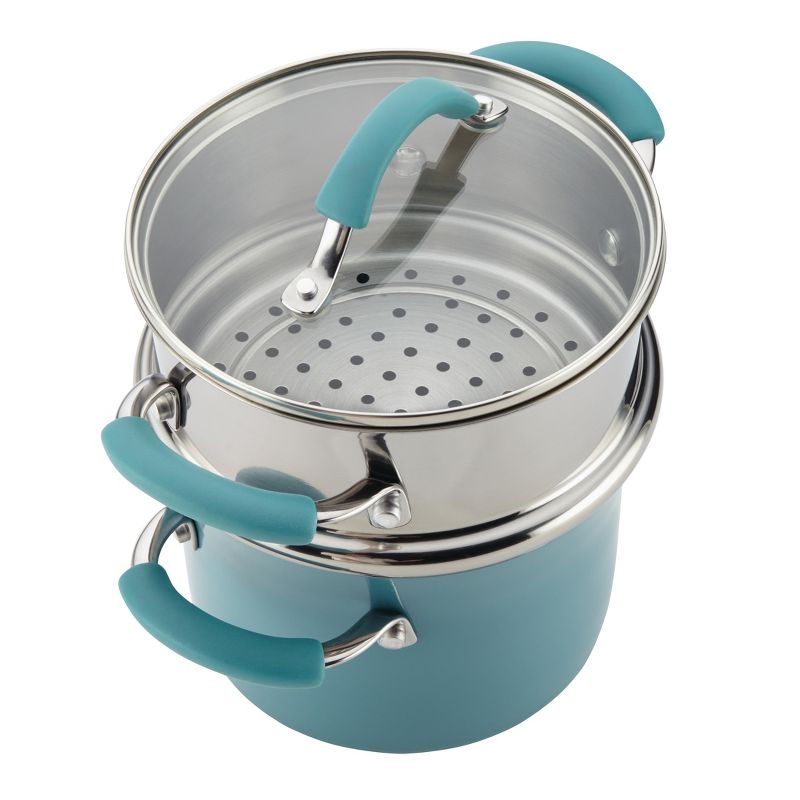 Rachael Ray 3 Quart Covered Multi-Pot Set with Steamer - Agave Blue