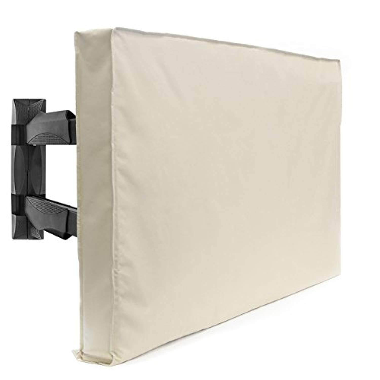 outdoor tv cover  50" model for 48"  52" flat screens  slim fit  weatherproof weather dust resistant television protector  tan