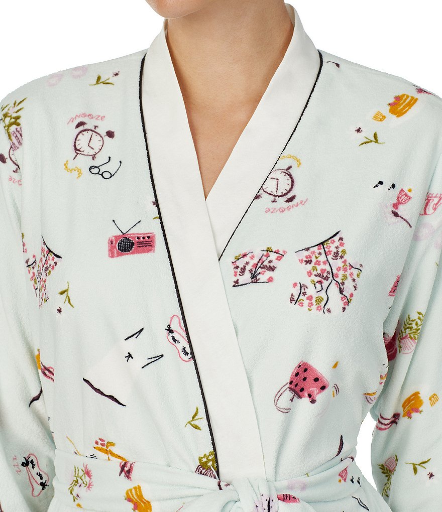 PJ Salvage Solid Ribbed Knit Long Wrap Robe