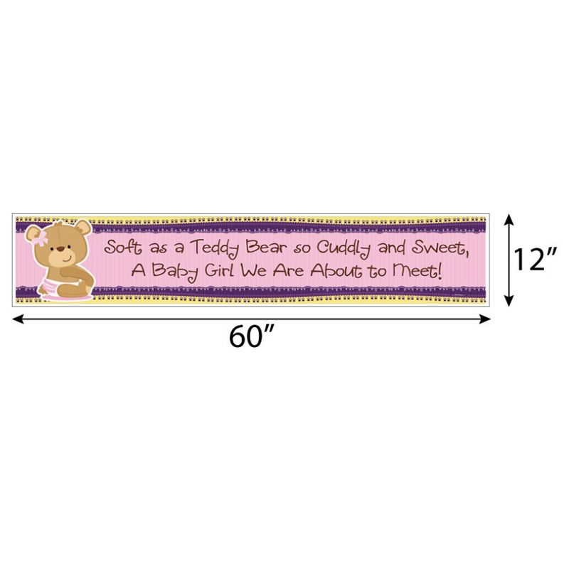 Big Dot of Happiness Girl Baby Teddy Bear - Baby Shower Decorations Party Banner