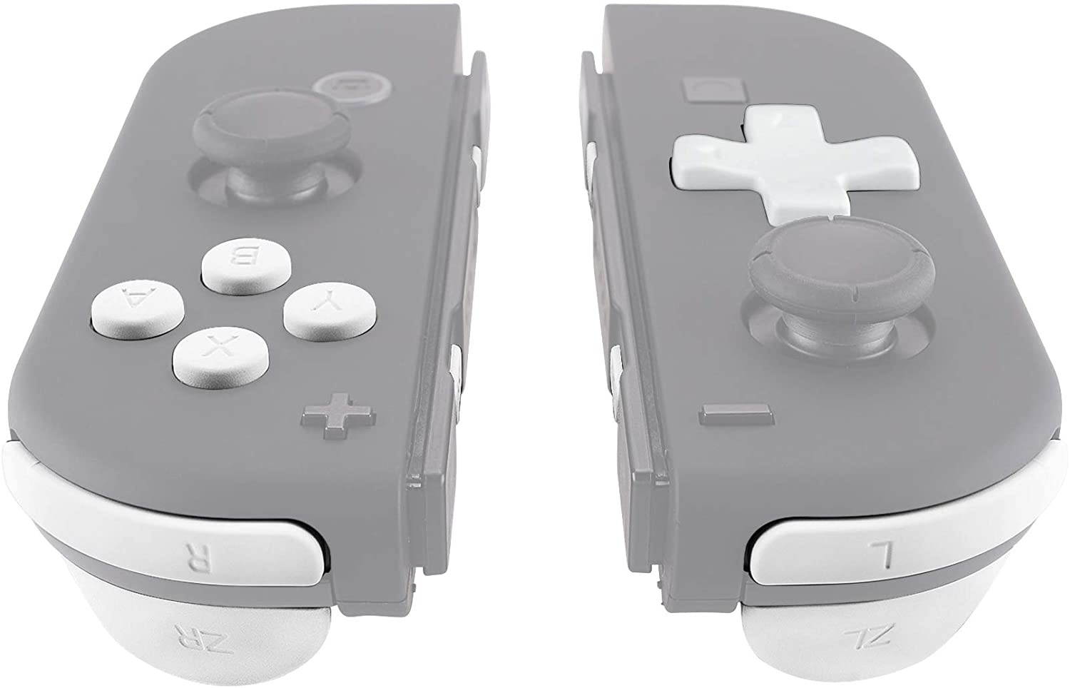 Soft Touch White D-pad ABXY Keys SR SL L R ZR ZL Trigger Buttons Springs, Replacement Full Set Buttons Fix Kits for Nintendo Switch Joycon (D-pad ONLY Fits for eXtremeRate Joycon D-pad Shell)
