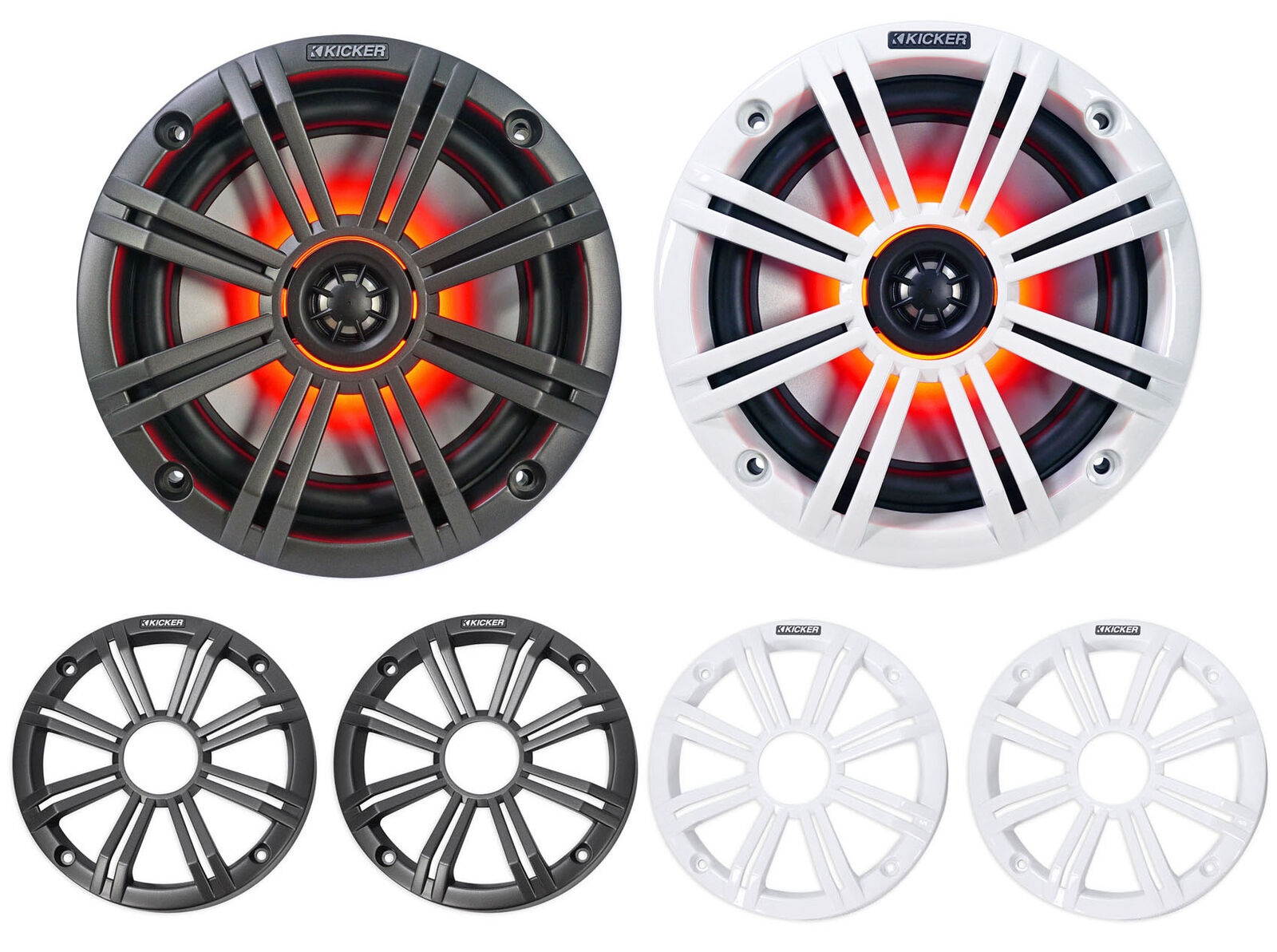 2   6.5" 390 Watt LED Overhead Rollbar Rollcage Speakers For ATV/UTV/Cart