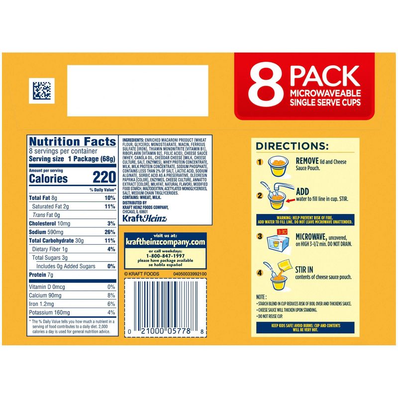 Velveeta Shells & Cheese Original Single Server Microwave Cups - 19.12oz/8pk