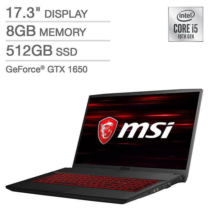 MSI GF75 Thin Gaming Laptop - 10th Gen Intel Core i5-10300H - GeForce GTX 1650 - 120Hz 1080p Display Laptop Notebook PC Computer 17.3" 8GB 512GB SSD GTX 1650 10SCXR-003