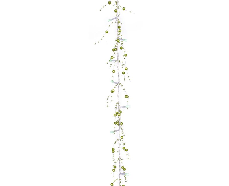 Vickerman 6.5' Pre-Lit LED Green Beaded Artificial Christmas Garland - Green Lights