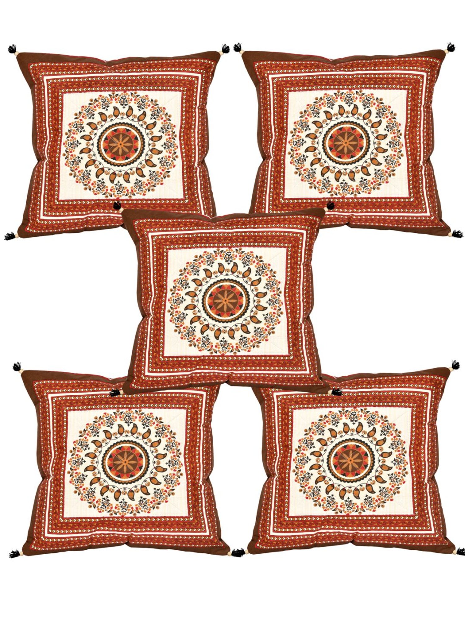 Living Roots Multicolor Cotton Cushion Covers - Set of 5